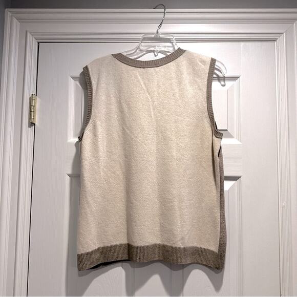 Escada Wool Blend Taupe Cream Sleeveless Sweater Vest XL Designer NWT Neutral - Picture 7 of 16